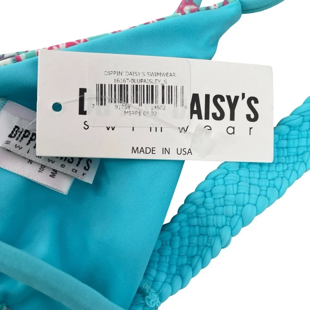 ✨NWT Dippin' Daisy's Turquoise and Pink Bikini Top Small
